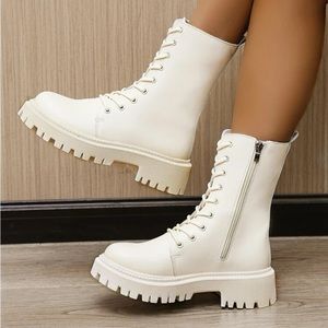 white combat boots